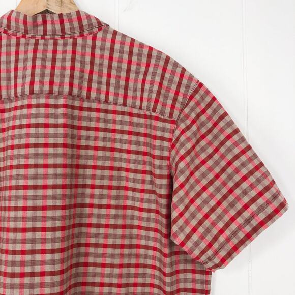 Columbia Short Sleeve Button Down Shirt Plaid Mens Size XL Red & Tan Regular Fit - Picture 7 of 15